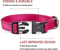Reflective Dog Collar, Puppy Collar with Buckle Adjustable - Hotpink / Large :Width 1",Neck 14-22" - image 2