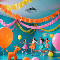 We Moment Dusty Blue Light Blue White Crepe Paper Streamers 1.8 Inch - Pink Orange Yellow - image 3
