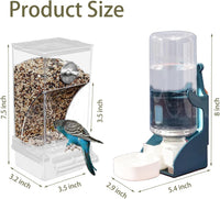 Automatic No Mess Bird Feeder Water Dispenser Set – Essentials for Birds - Transparent + Blue - image 2