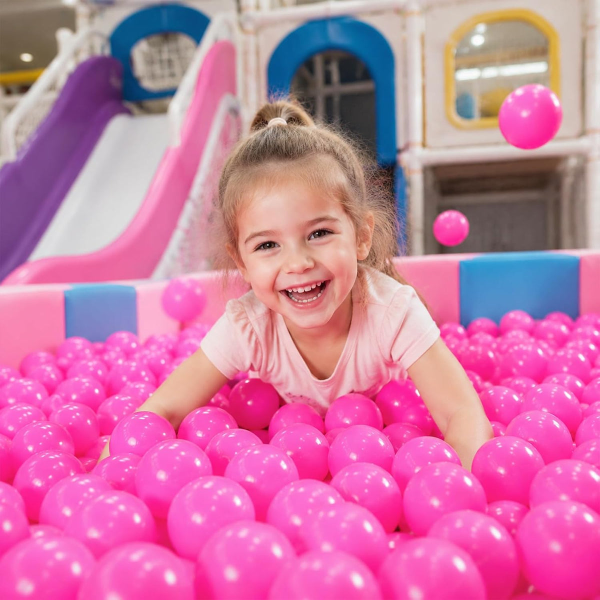 Ball Pit Balls for Kids, Plastic Refill 2.2 Inch Balls - Pink - image 4
