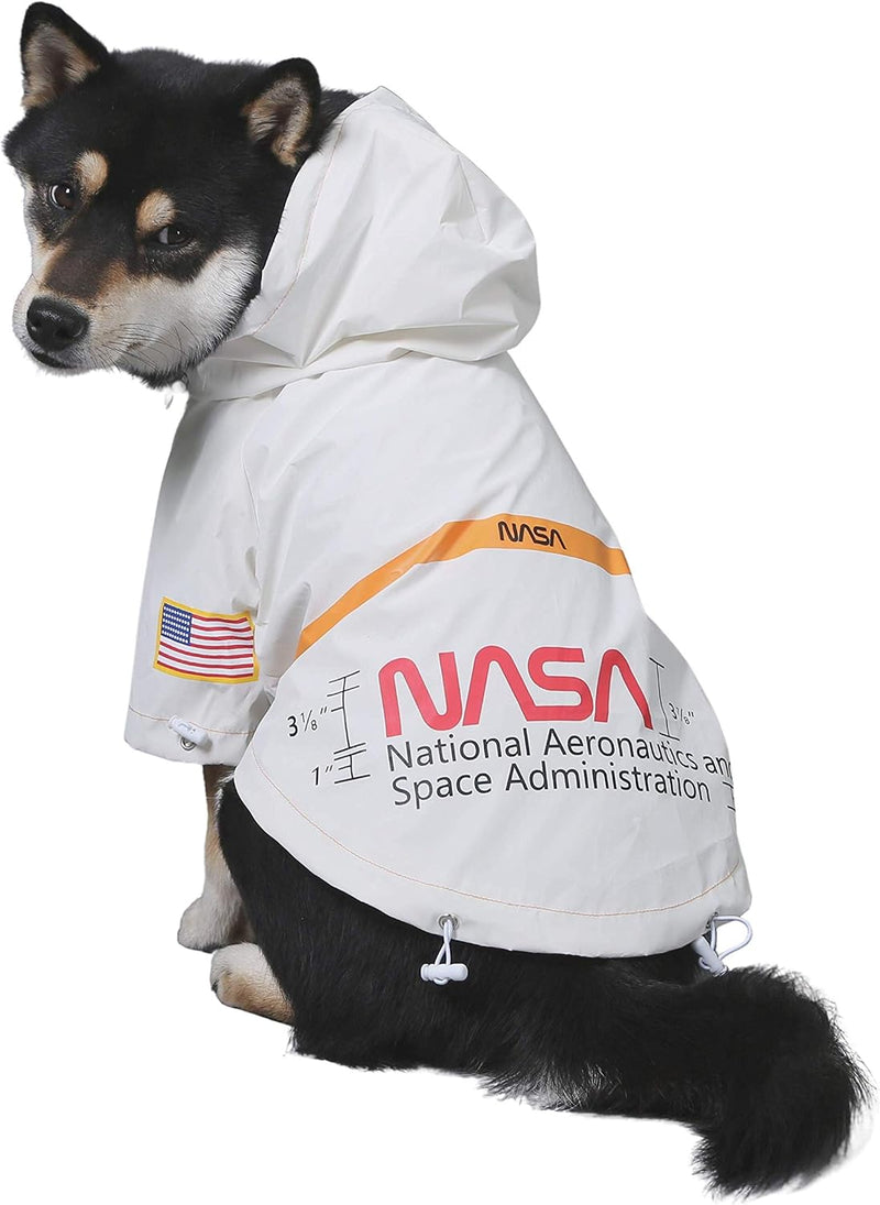 NASA Raincoats, Reflective Rain Jacket Waterproof, Dog Costume - 5XL (Chest: 32''-36'' / Suggest: 70-115 lbs) / NASA-White