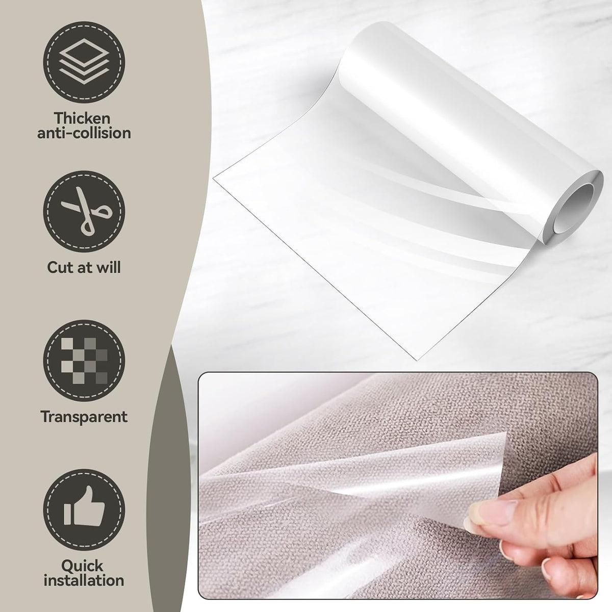 Anti Cat Scratch Furniture Protector Thicken Vinyl – Essentials for Cats - 11.8" x 118" - image 3