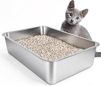 Stainless Steel Cat Litter Box - 19.5"L x 13.5"W / 4" H