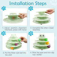 UPSKY Cat Toy Roller 3-Level Turntable Cat Toys with Six Colorful - B-Fruit Green - image 3