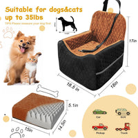 Dog Car Seat for Small/Medium Dogs, Memory Foam Dog Booster Seat - Black/Red Brown / Medium - image 2