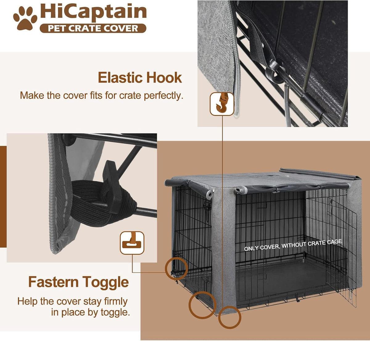 42-Inch Dog Crate Cover with Mesh, Waterproof Kennel Cover - 30.0"L x 19.0"W x 21.0"H / Grey - image 3