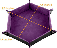 SIQUK 4 Pieces Dice Tray Set Foldable Dice Trays Hexagon Dice Rolling - Dark Green, Violet, Red, Black - image 2