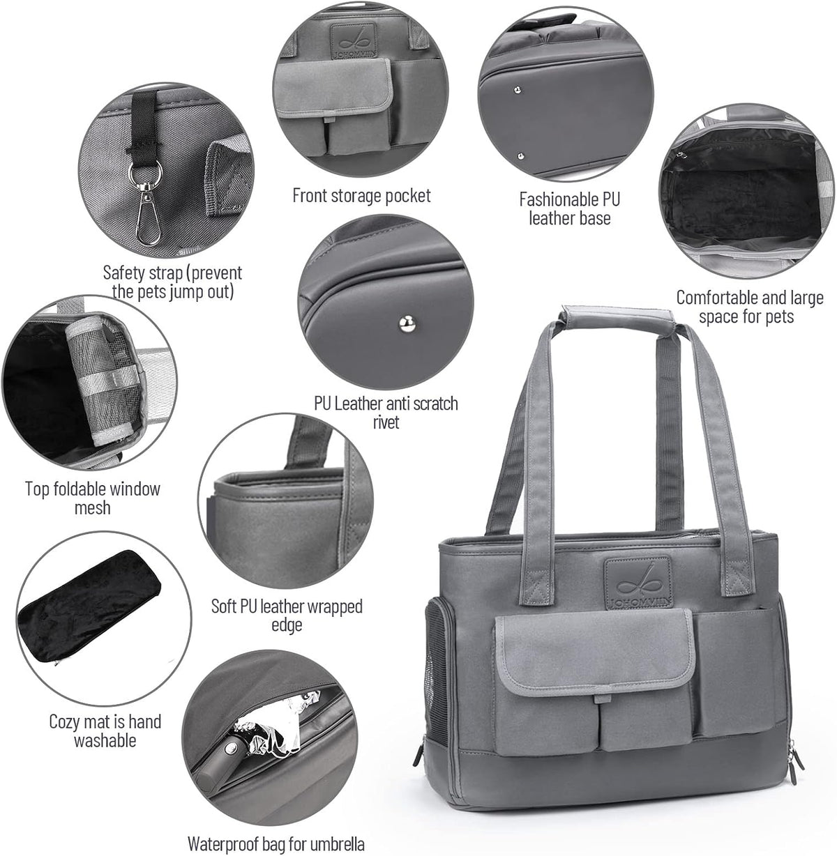 Cat Carrier, Dog Carrier, Pet Carrier - Grey - image 3
