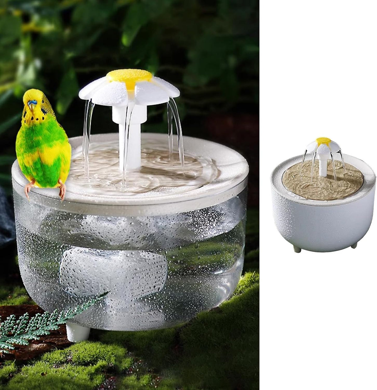 MANON ROSA Bird Bath for Parakeets - White Large