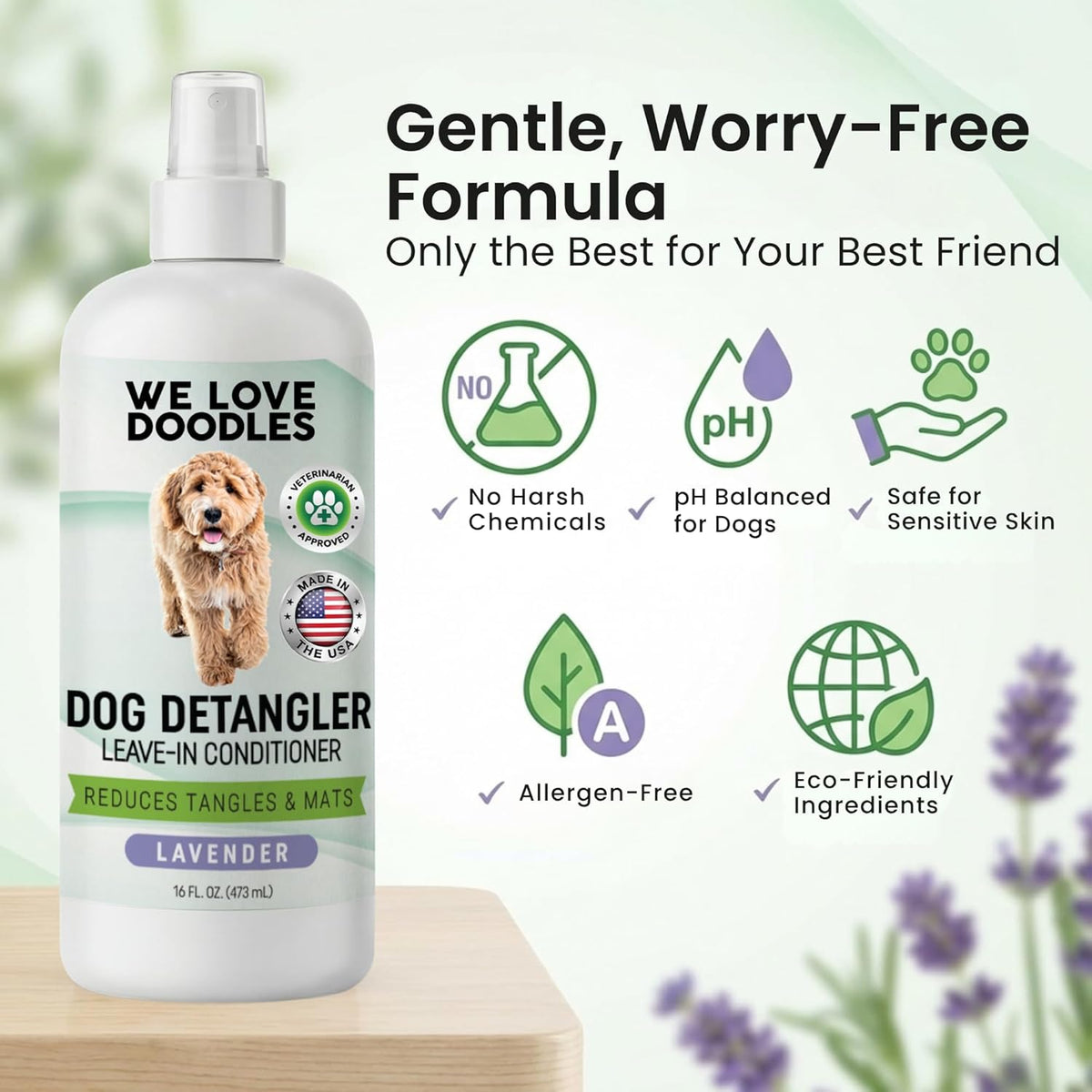 Slicker Brush for Dogs, Pet Grooming Brushes for Doodles & Poodles, Large – Essentials for Dogs - Small Brush & Detangler Spray - image 3
