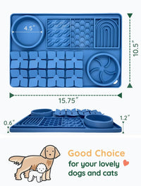 Slow Feeder Bowl, Silicone Lick Mat with Suction Cups for Dog Cat, Snuffle Mat for Pet Smell - Blue / Honeycomb 4in1 - image 2