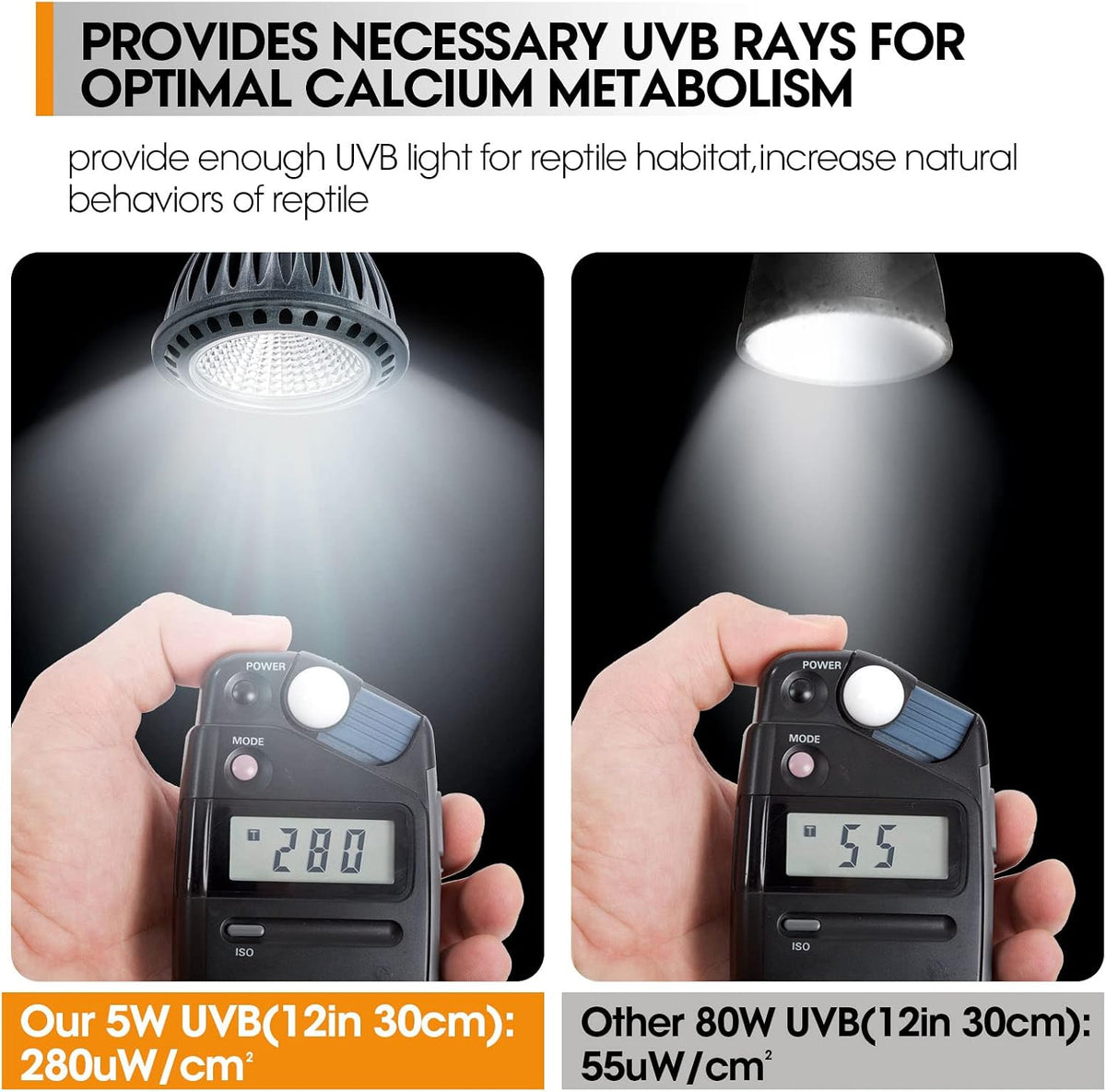 5 watt UVB LED reptile light bulb with E26 socket for desert-dwelling reptiles - view 4