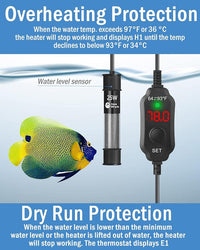 AquaMiracle Adjustable 25W Aquarium Heater Submersible Fish Tank Heater Super Short Aquarium Heater with LED Digital Display Thermostat, for Tanks 3-5 Gallons