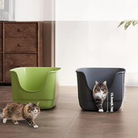 Gefryco Jumbo Cat Litter Box with High Sides, Extra Large for Muti Cats Open Big Cat Litter Box Anti-Splashing, High Wall Litter Tray for Indoor Medium and Large Cats(2Pack)