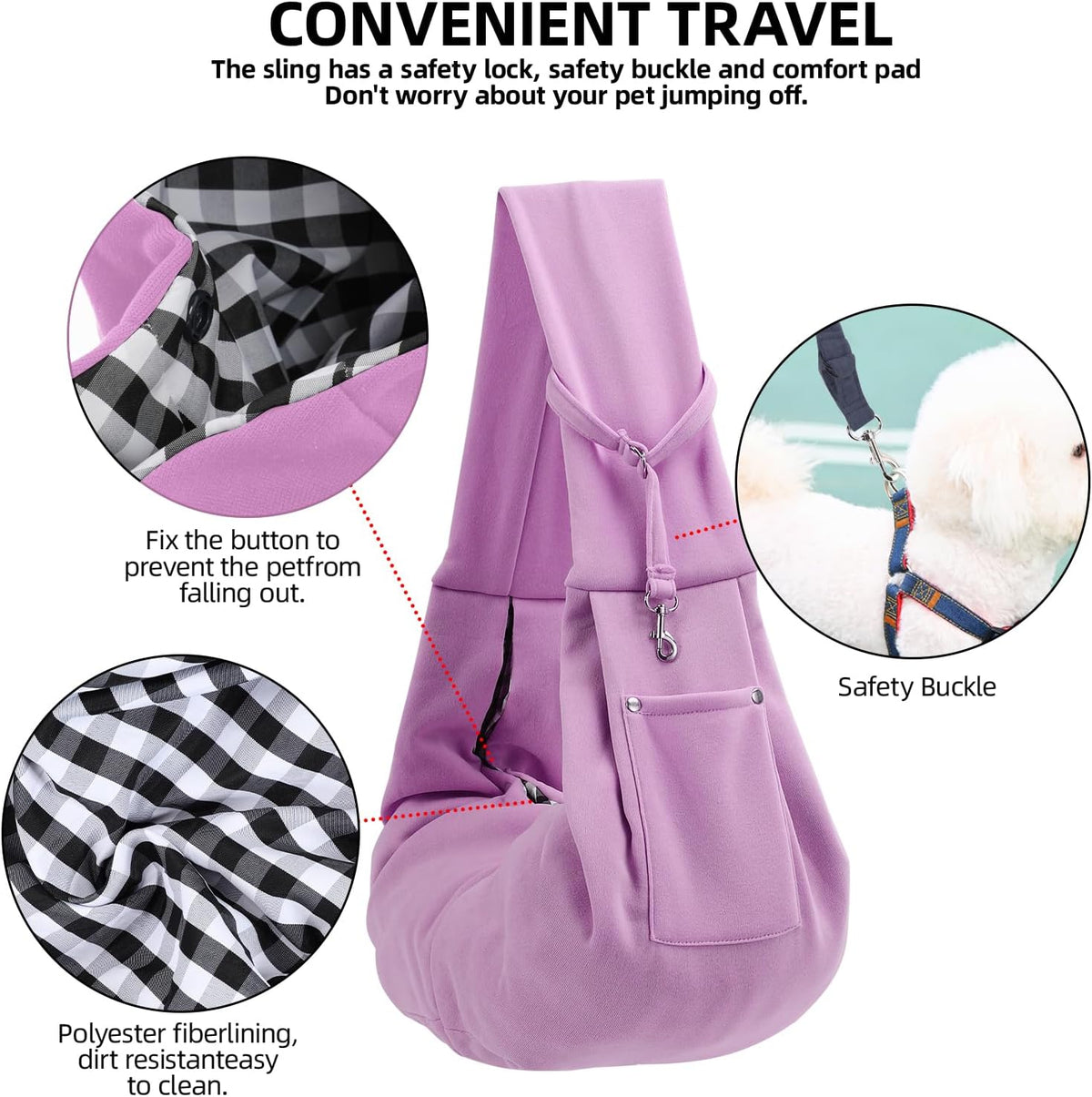 ARZQUT Dog and Cats Carrier Sling - Purple - image 4