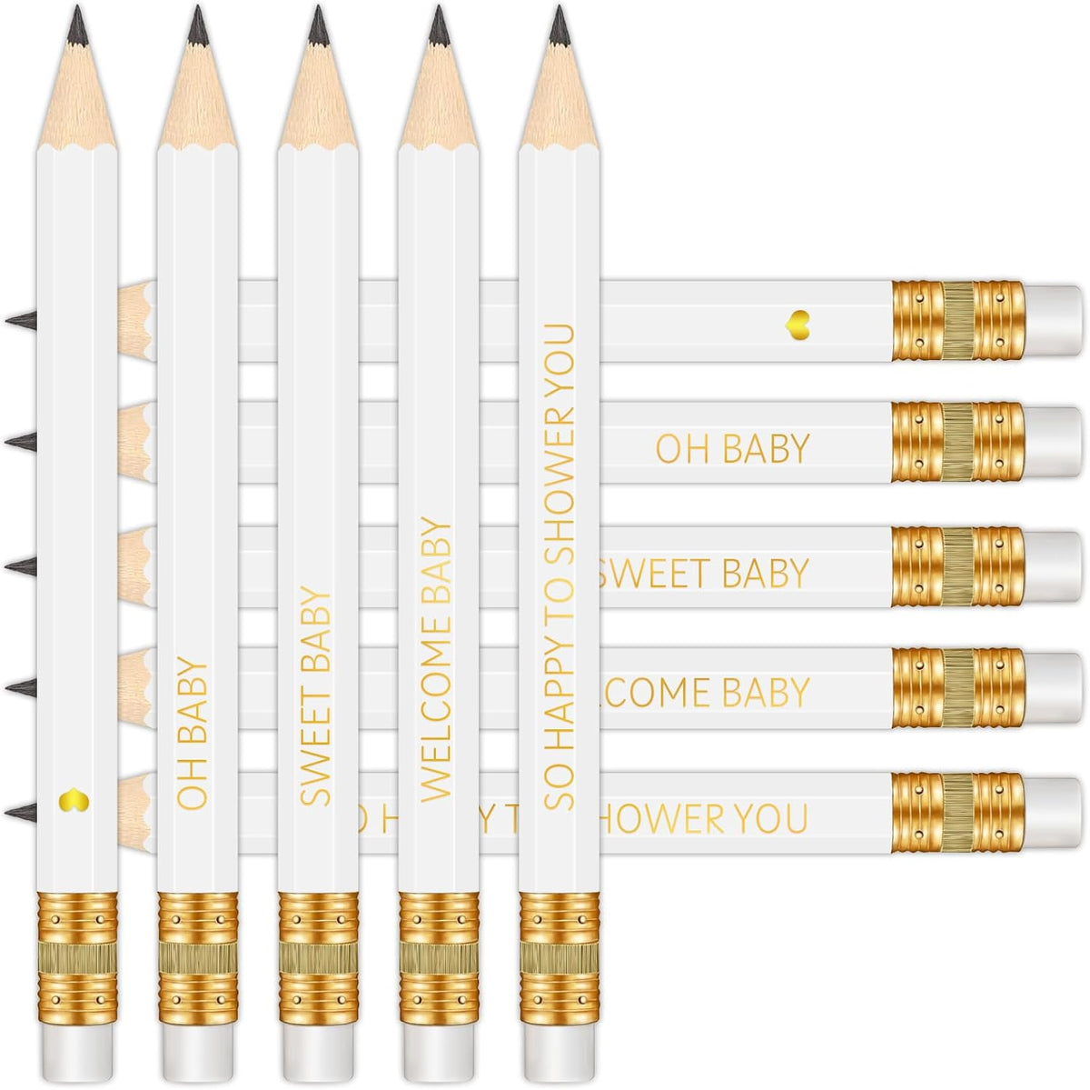 Baby Shower Pencils for Party Games, Neutral - White - Neutral