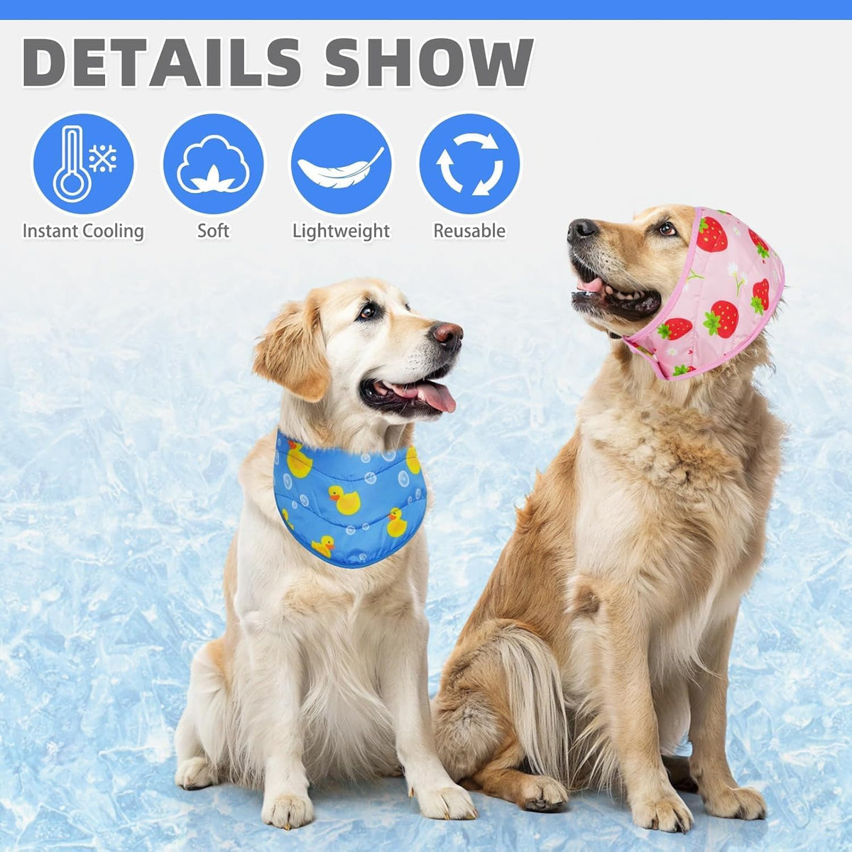 KOOLTAIL Dog Cooling Bandana - Strawberries+Duck / Neck Girth(12-20in) - image 4