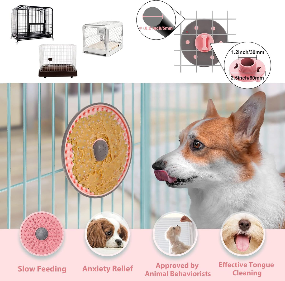 Lick Mat for Dogs Crate Lick Pad Slow Feeder for Crate Training – Essentials for Dogs - 1 pcs / Pink - image 3