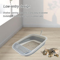 Collapsible Small Cat Litter Box for Kittens Open Potty Pan Travel Foldable Waterproof Shallow Anti-Splash Removable Semi-Enclosed Kitten Kitty Puppy Small Animals Senior Pet (Pink)