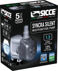 SICCE Syncra Silent 1.5 submersible aquarium pump rated 357 GPH