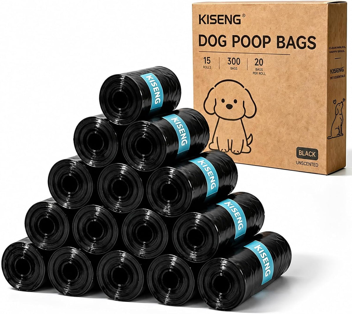 Dog Poop Bags 300 Count Leak Proof Easy Tear 15 Rolls Dog Waste Bags – Essentials for Dogs
