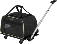 Petsfit Cat Carrier with Wheels, Removable Spinner Wheels - 18.0"L x 12.0"W x 14.0"H / Black & Green
