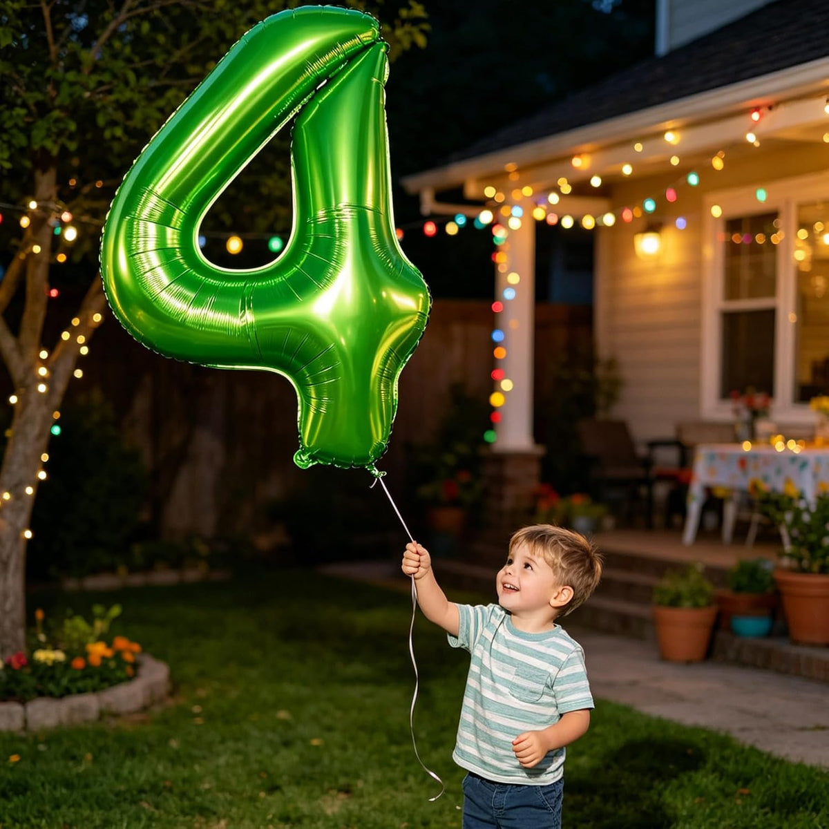 40 Inch Gold Number 1 Balloon - Green Balloon / 40 Inch Number 4 - image 2