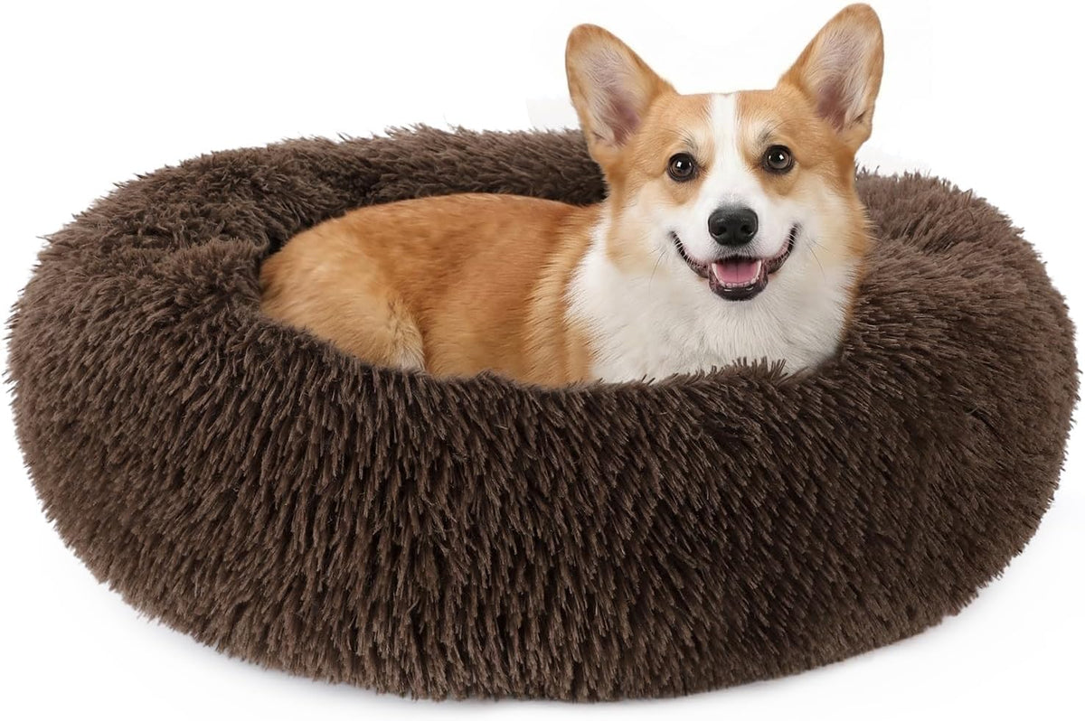 MIXJOY Orthopedic Dog Bed Comfortable Donut Cuddler Round Pet Beds - M(30’’x 30’’) / Chocolate