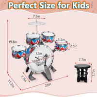 Toddlers Drum Set Kids Jazz Band Rock Kit for 3-5 Boys Girls Music Toy – Fun for Kids & Family - Red-blue - image 4