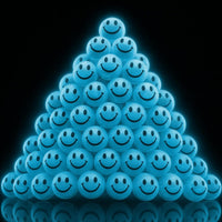 ArtCreativity Glow in the Dark Orange Smiley Face Bouncing Balls - Light Blue