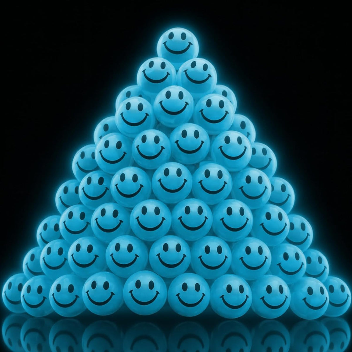 ArtCreativity Glow in the Dark Orange Smiley Face Bouncing Balls - Light Blue