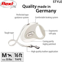 FLEXI Giant Tape Retractable Dog Leash - White/Grey / 16 ft (Medium) - image 2
