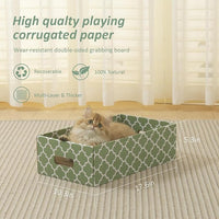 MECOOL Cat Scratching Board，5PC Cat Scratch Pad with Box，Reversible Corrugated Cat Scratcher Cardboard and Lounge Bed for Indoor Cats, Catnip