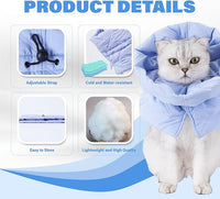 Cat Recovery Collar, Soft Adjustable Cone for Cats and Kittens, Lightweight Waterproof Elizabethan Collar for After-Surgery Care, Prevent Licking and Scratching, Neck Protector for Pets（Light Blue,S）