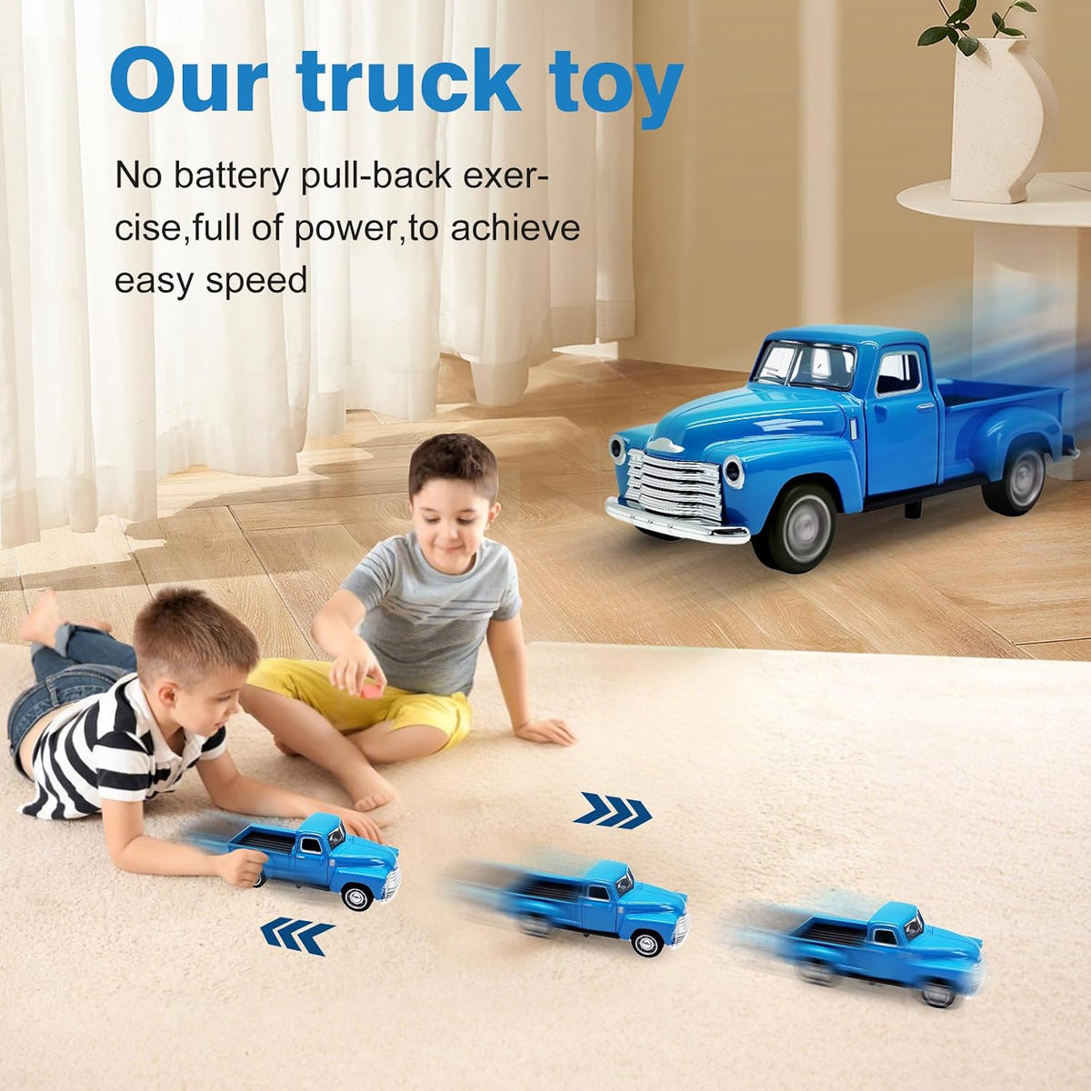 Little Blue Truck Toy,1:32 Pull Back Cars Toy for Kids Boys Girls – Fun for Kids & Family - Blue/Red/Yellow/Green - image 3