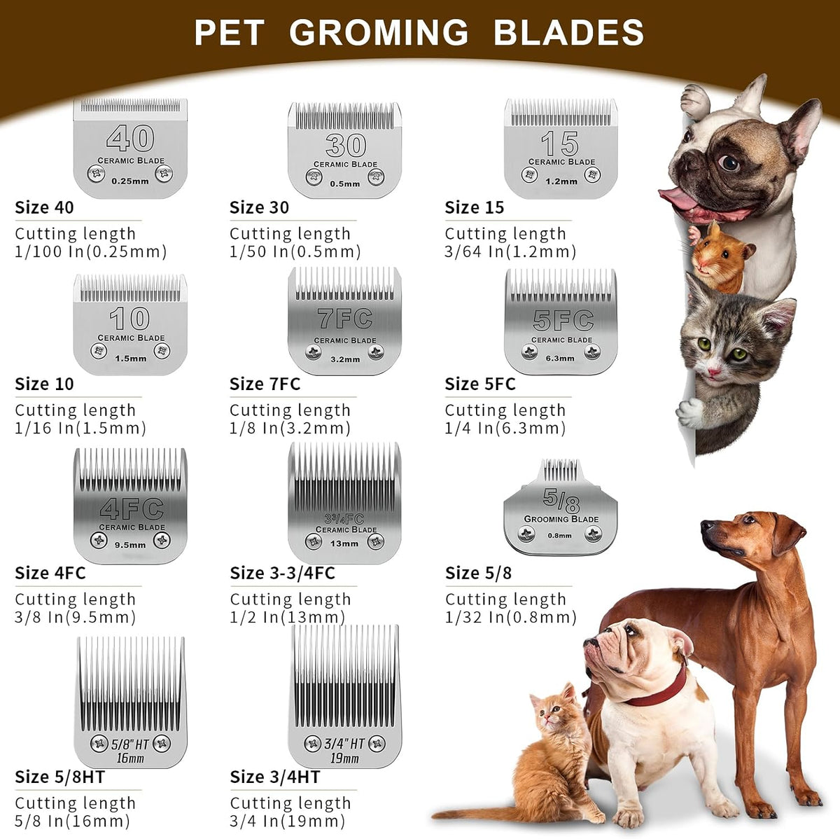 10# Grooming Ceramic Pet Clipper Blades Compatible with Andis & Oster - Silver / 5/8HT 16mm - image 4