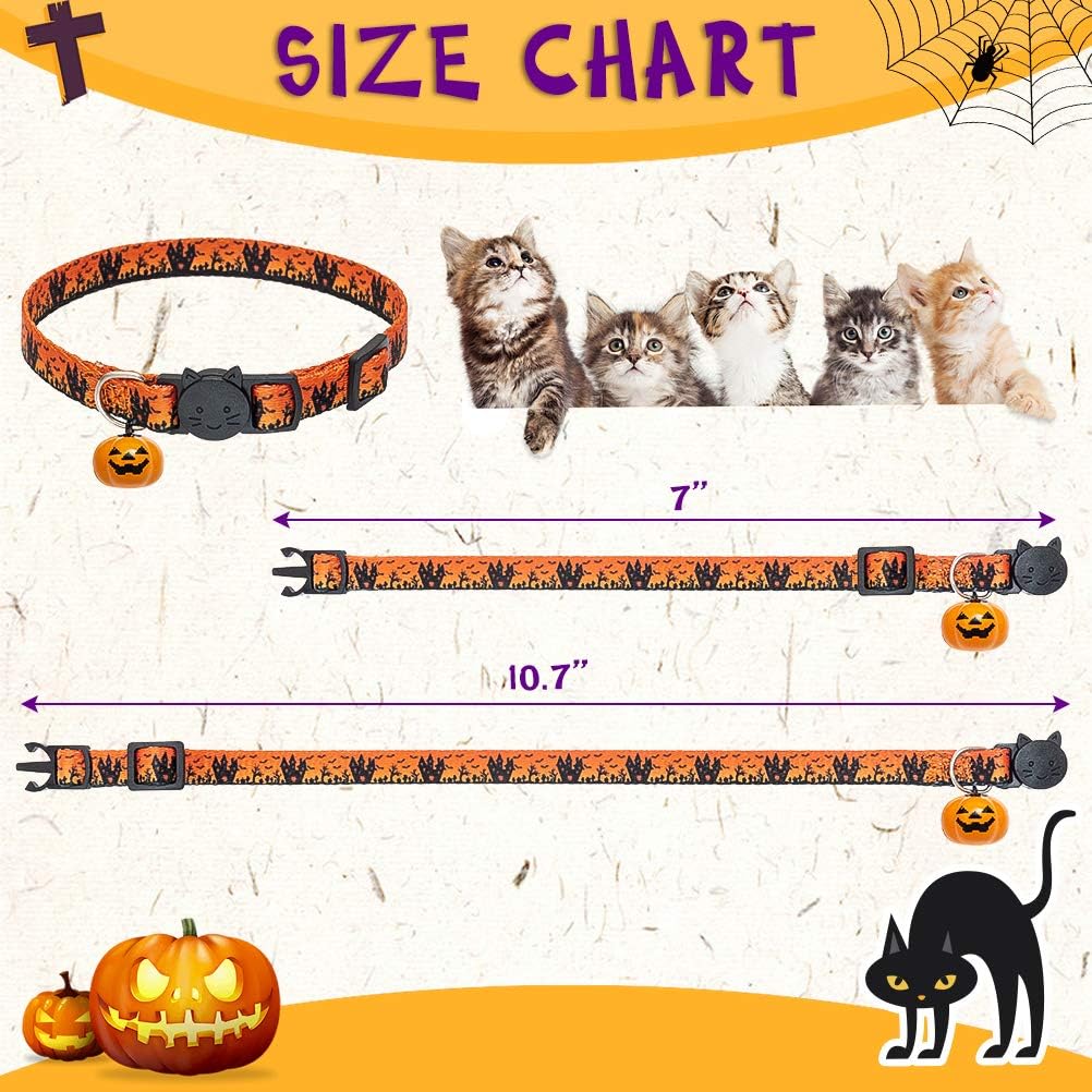 Halloween Cat Collar Breakaway with Bowtie and Bells - Halloween Color