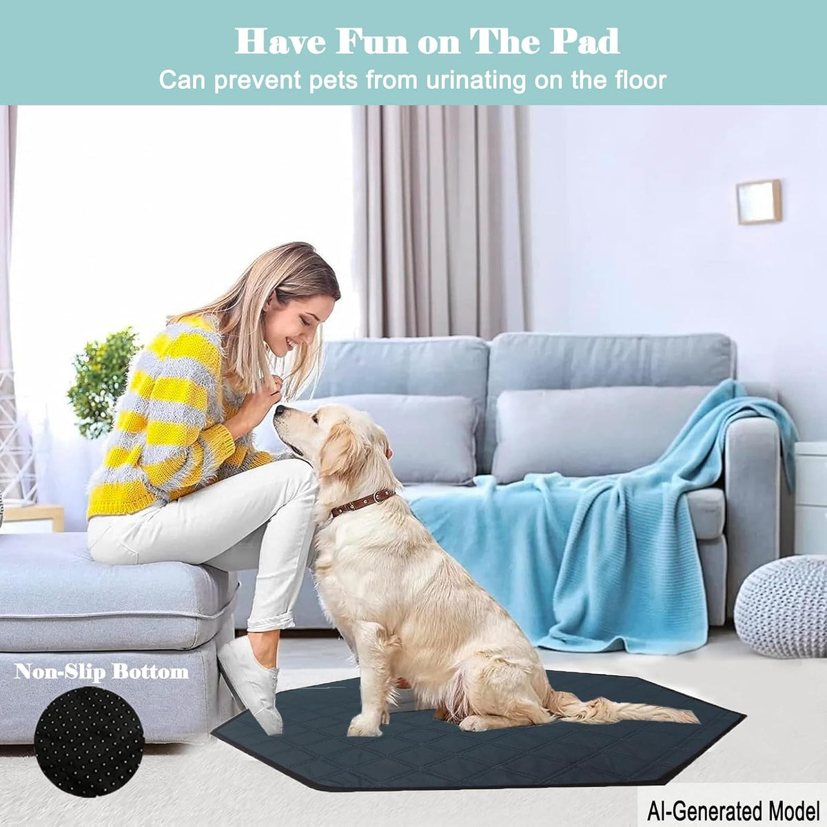 Octagon Dog Playpen Mat Washable Leakproof Pet Liner, 29' - Dark Grey-s / Octagon-S-29'(Diameter) - image 3