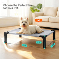 Elevated Outdoor Dog Bed, Raised Dog Bed with Steel Framed 42in – Essentials for Dogs - Grey / 35"L x 25"W x 7.5"H - image 2