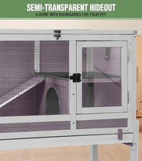 GUTINNEEN Guinea Pig Cage Rabbit Cage Indoor with Chew-Proof Edges, Clean Deep Tray, Leakproof PVC Layer, Small Animals Cage with Adjustable Legs - Grey