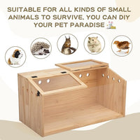 COZIWOW Wooden Hamster Cage, Large Hamster Habitats Enclosure with Acrylic Window & Openable Top, (32" L x 16" W x 16" H) Small Animal Cage for Guinea Pig, Chinchilla, Gerbil