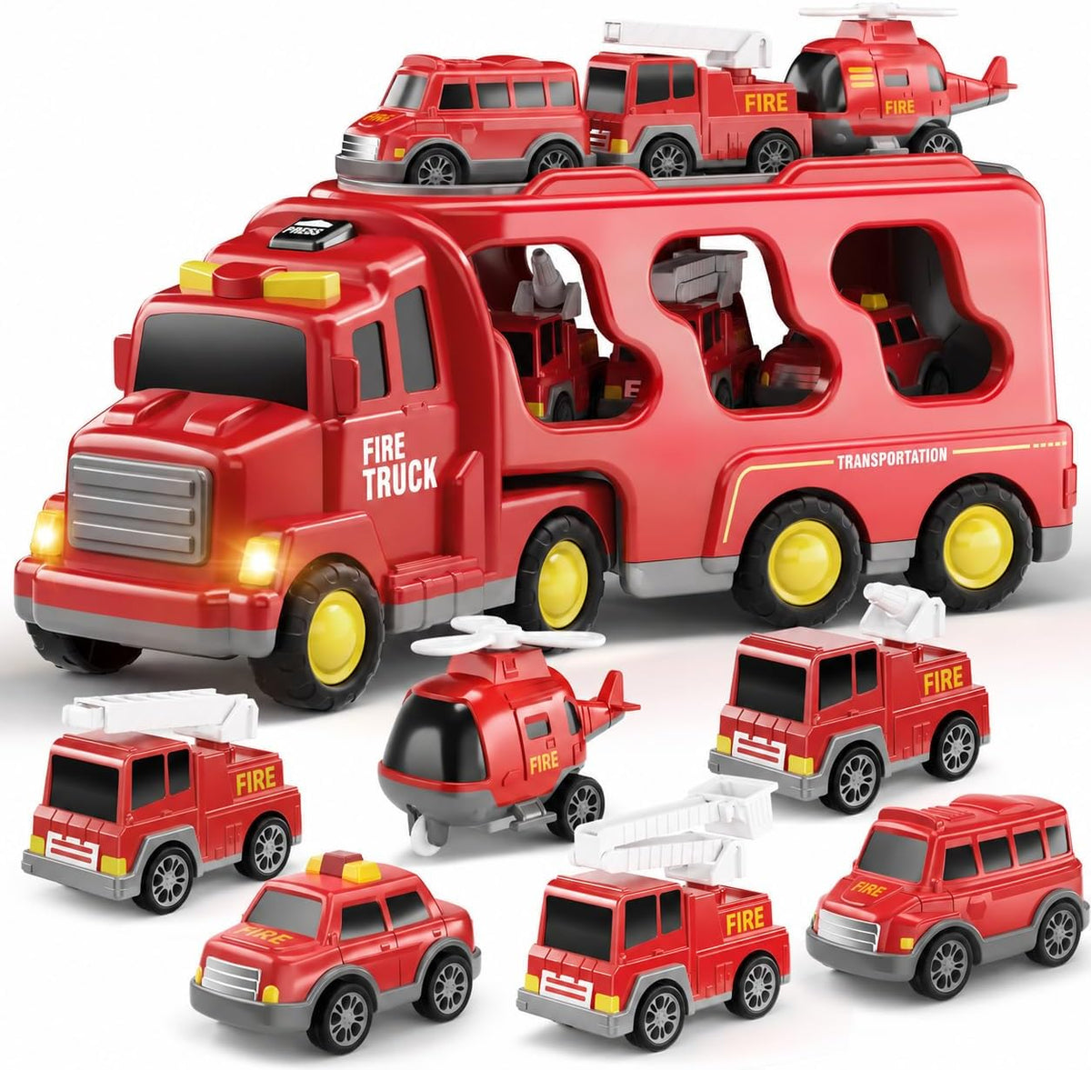 Fire Truck Toys for Kid 3-5 - Red / 7in1