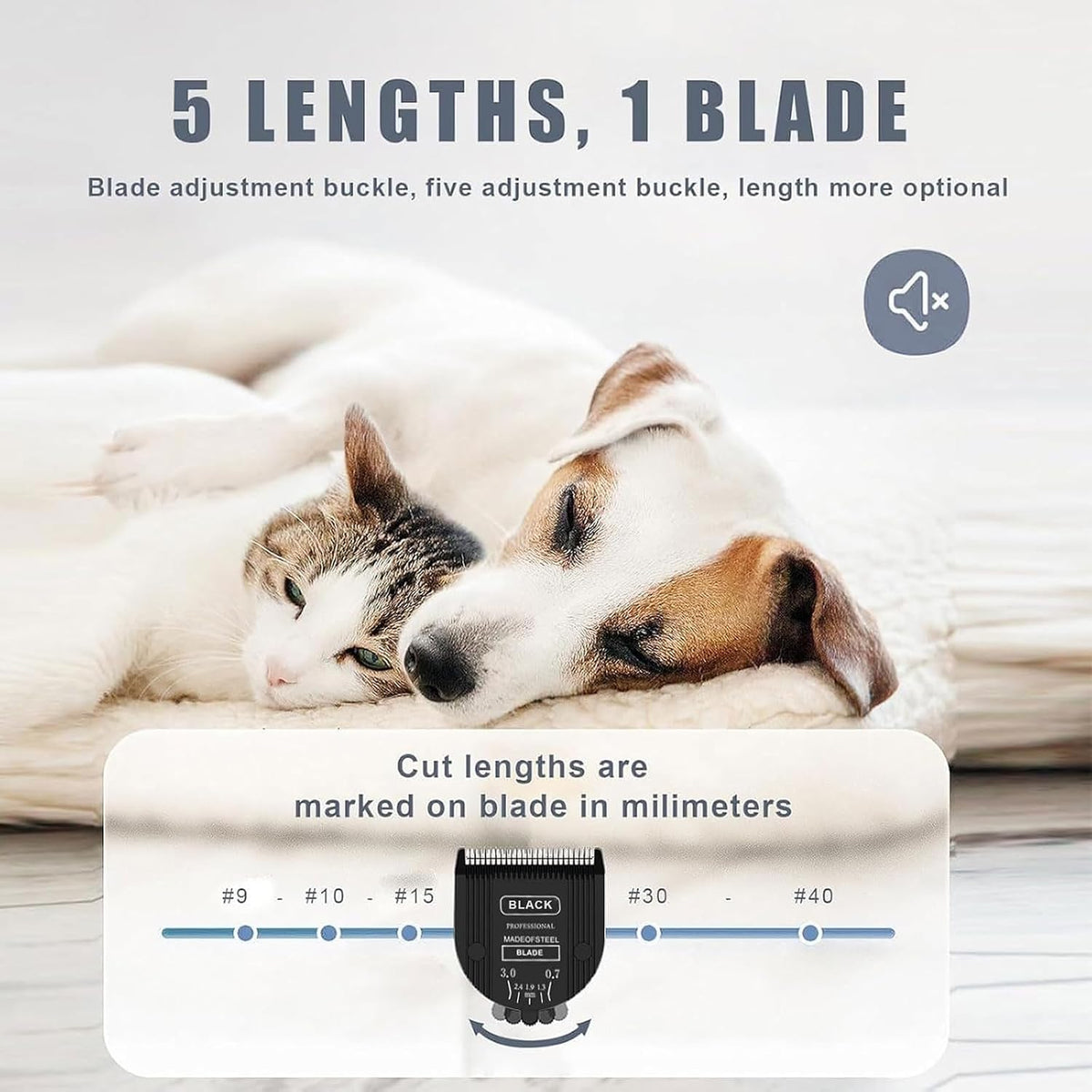 3Pcs 5-in-1 Adjustable Pet Clipper Blades - (BLACK-1 - image 3