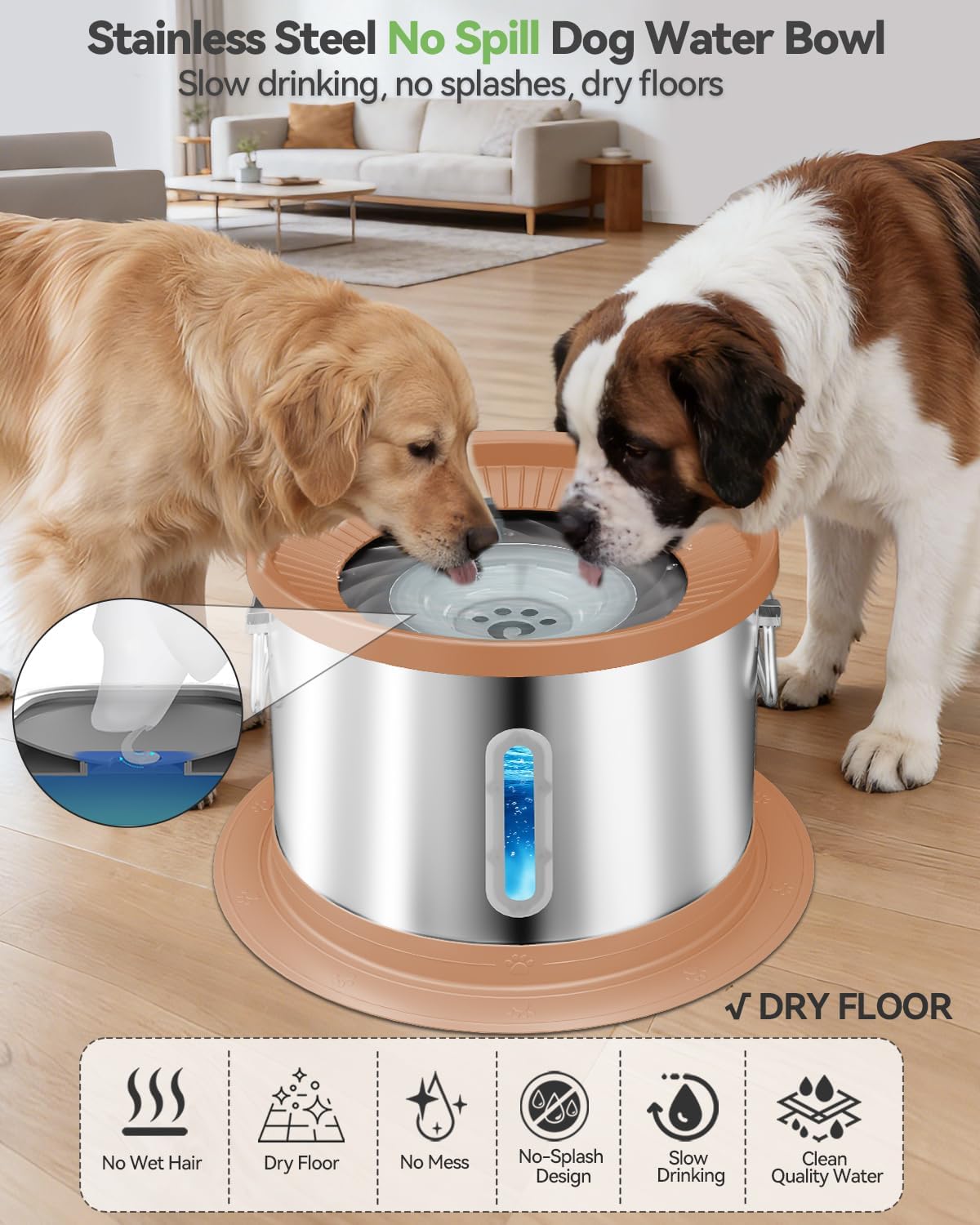 UPSKY 14L No Spill Dog Water Bowl - Pink / 14L - image 2