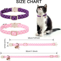 Halloween Cat Collar-2Pack Autumn Pumpkin Kitten Collars-Funny - Pink & Purple Black Polka - image 3