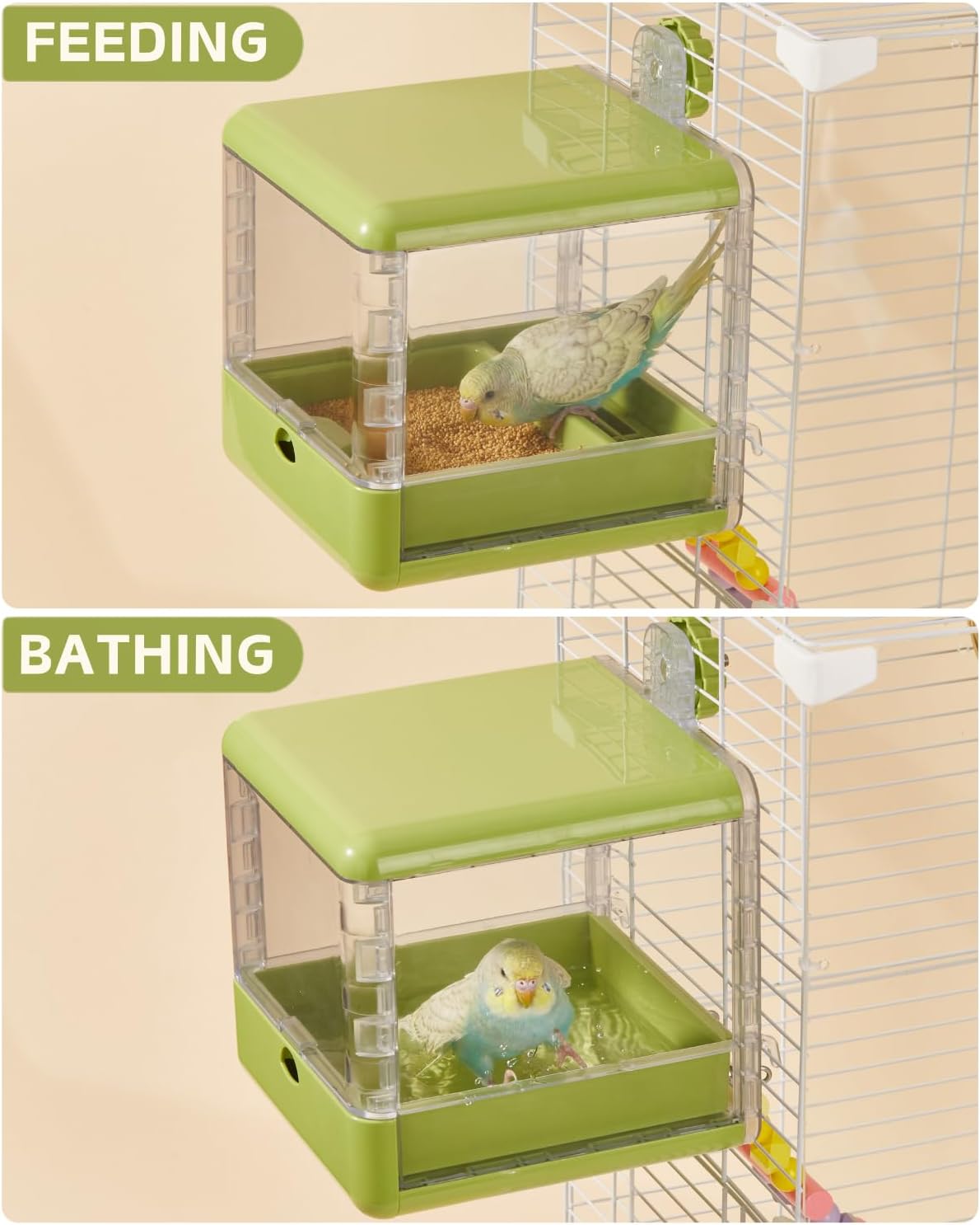 septillar Bird Feeder and Bath for Cage - Green - image 4