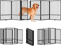 Full Metal Freestanding Dog Gate with Door, 36''Height Foldable Pet Dog Fence for Indoor & Outdoor, 6 Panels Extra Wide Free Standing TallDog Gates for Doorways,House,Stairs,Porch,Deck,Yard