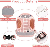 Cat Vest Harness and Leash Set - Pink-pattern / Small (Chest: 11"-13") - image 4