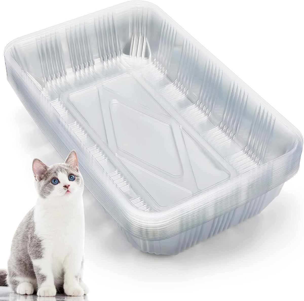 Tessco for you 30 Pack Disposable Litter Boxes for Cats - Clear
