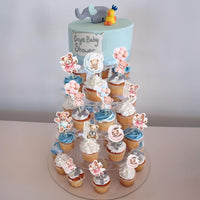 Gyufise 36Pcs Baby Shower Bear Cupcake Toppers Moon Baby Bear Baby - Blue Pink - image 4